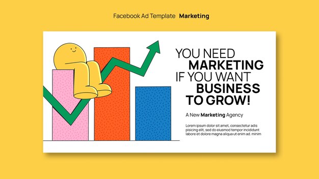 Plantilla de facebook de estrategia de marketing dibujada a mano