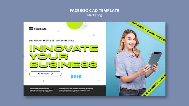 PSD gratuito plantilla de facebook de estrategia de marketing de diseño plano