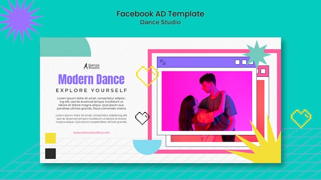 PSD gratuito plantilla de facebook de estudio de danza geométrica