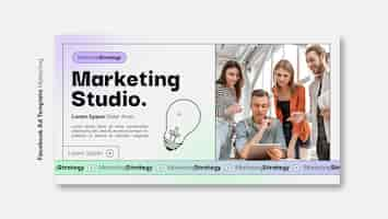 PSD gratuito plantilla de facebook de estudio de marketing dibujada a mano