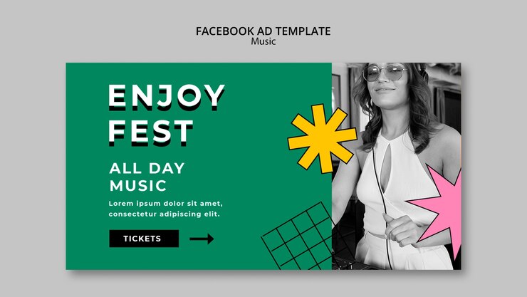 PSD gratuito plantilla de facebook de evento de música retro