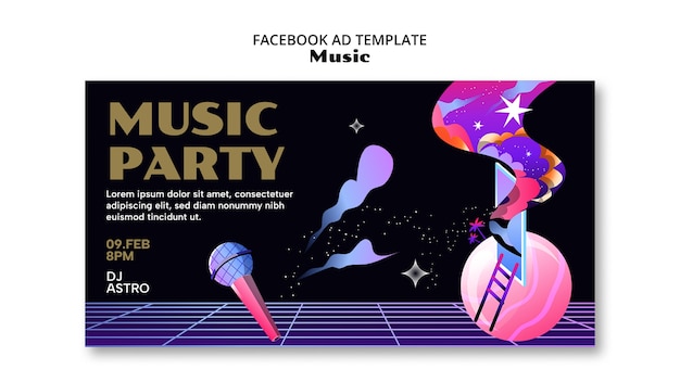 PSD gratuito plantilla de facebook para eventos de diseño plano de música