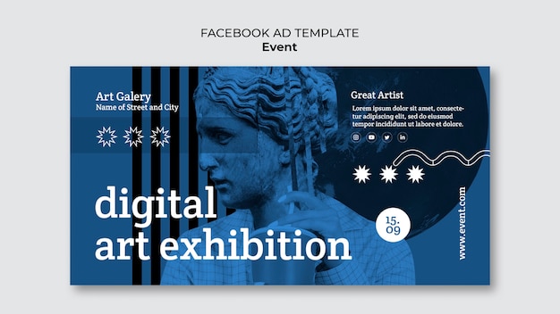 Plantilla de facebook de exhibición de arte digital