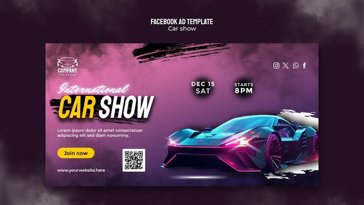 PSD gratuito plantilla de facebook de exhibición de autos