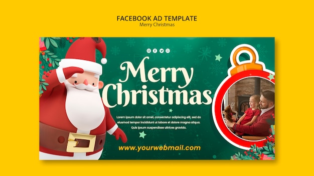 PSD gratuito plantilla de facebook de feliz navidad de diseño plano