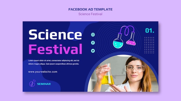 PSD gratuito plantilla de facebook del festival de ciencia