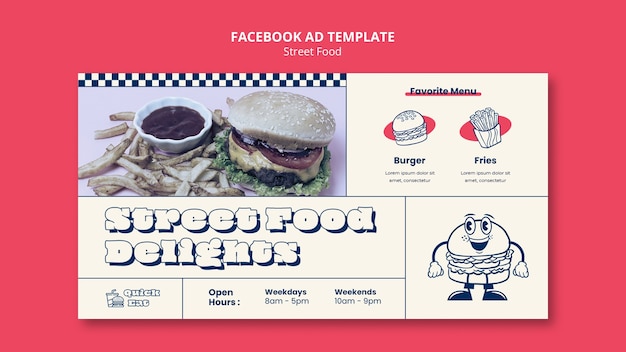 PSD gratuito plantilla de facebook del festival de comida callejera