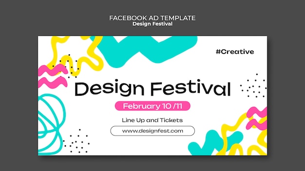 Plantilla de facebook de festival de diseño