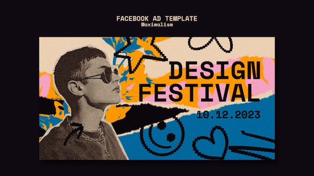 Plantilla de facebook de festival de diseño