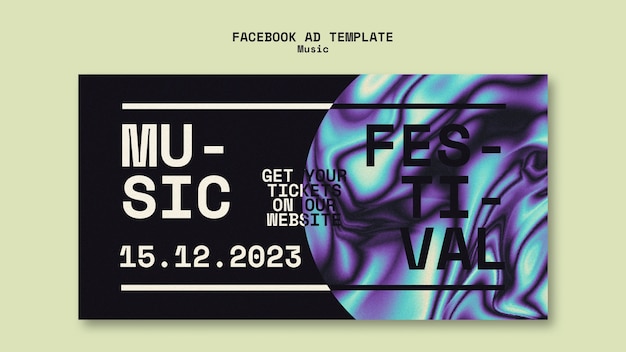 PSD gratuito plantilla de facebook del festival de música degradada