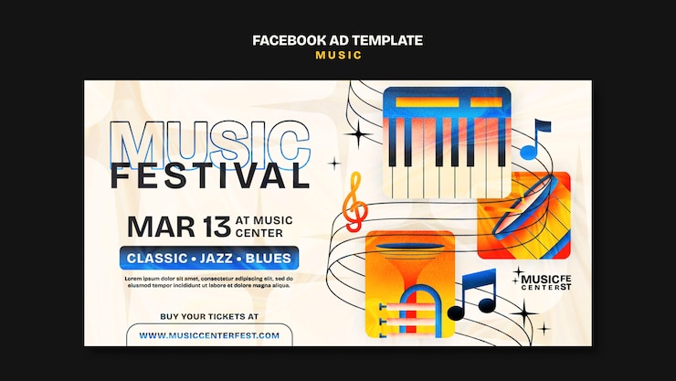 PSD gratuito plantilla de facebook para el festival de música