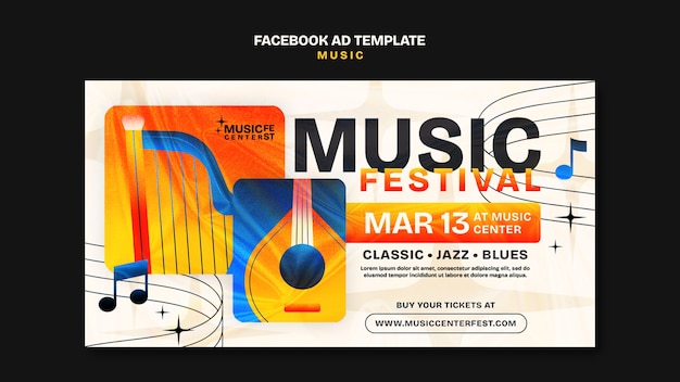 PSD gratuito plantilla de facebook para el festival de música