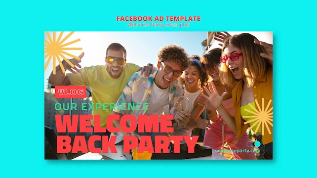 PSD gratuito plantilla de facebook de fiesta de bienvenida retro