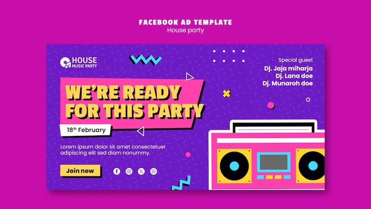 PSD gratuito plantilla de facebook de la fiesta de la casa