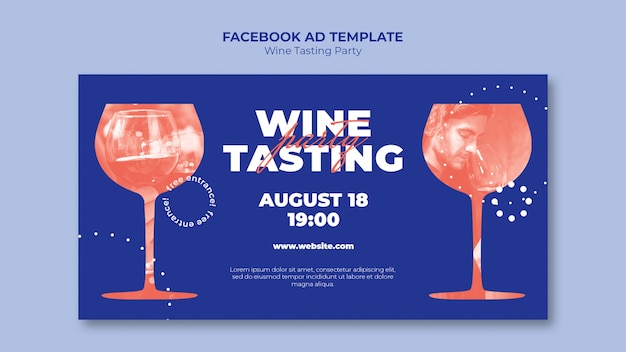 PSD gratuito plantilla de facebook de fiesta de cata de vinos