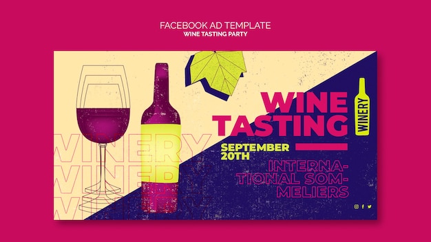 Plantilla de facebook de fiesta de cata de vinos