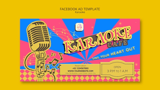 PSD gratuito plantilla de facebook de fiesta de karaoke retro