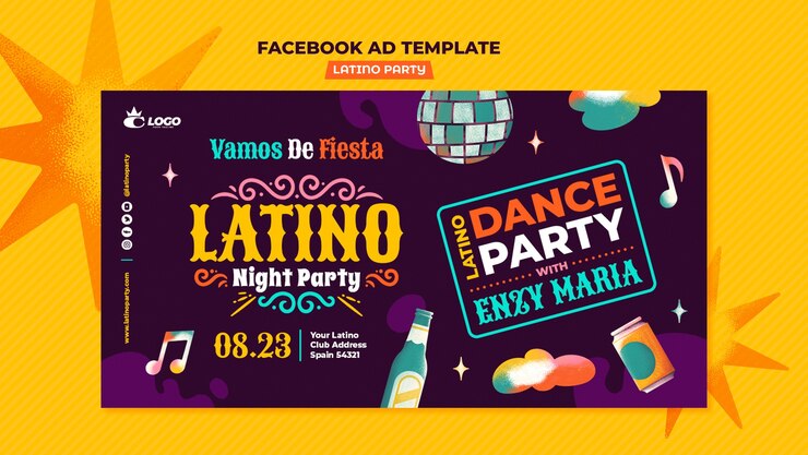 PSD gratuito plantilla de facebook de fiesta latina