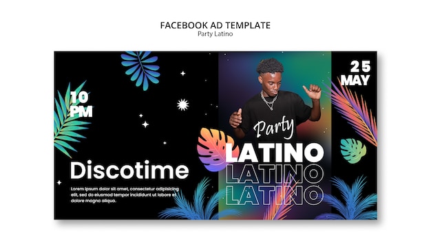 Plantilla de facebook de la fiesta latina