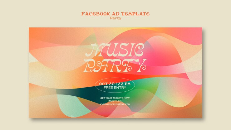 PSD gratuito plantilla de facebook de fiesta de música degradada