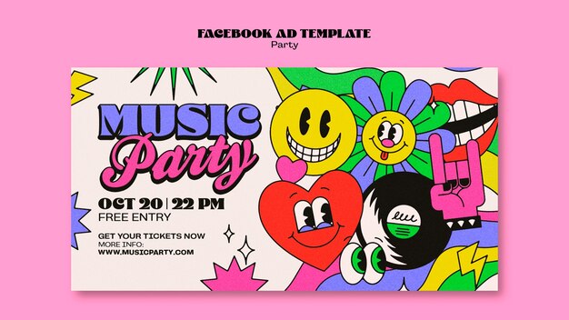 Plantilla de facebook de fiesta de música retro
