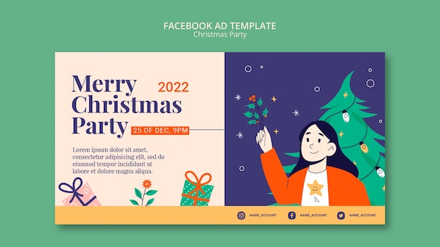 PSD gratuito plantilla de facebook de fiesta de navidad dibujada a mano