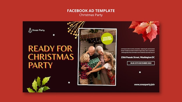 PSD gratuito plantilla de facebook de fiesta de navidad realista