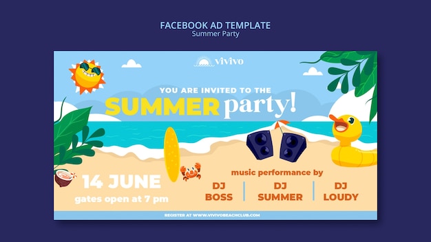 PSD gratuito plantilla de facebook de fiesta de verano