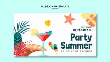 PSD gratuito plantilla de facebook de fiesta de verano