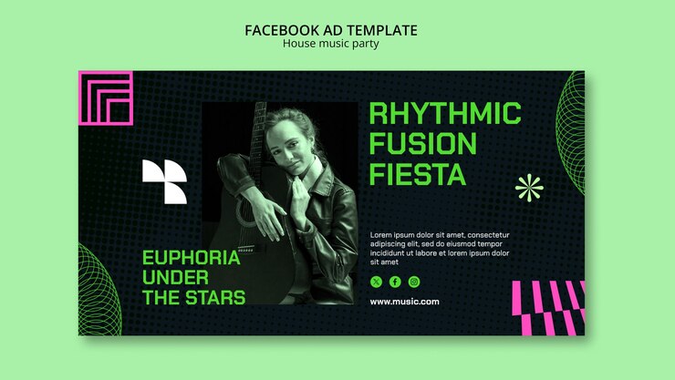 PSD gratuito plantilla de facebook para fiestas de música house