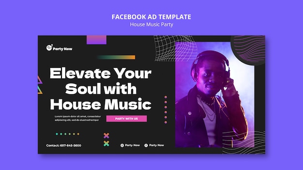 PSD gratuito plantilla de facebook para fiestas de música house