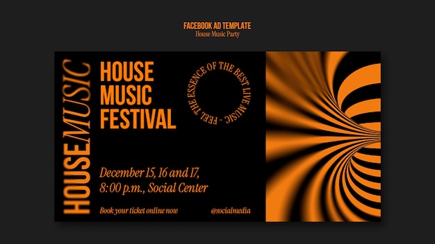 Plantilla de facebook para fiestas de música house