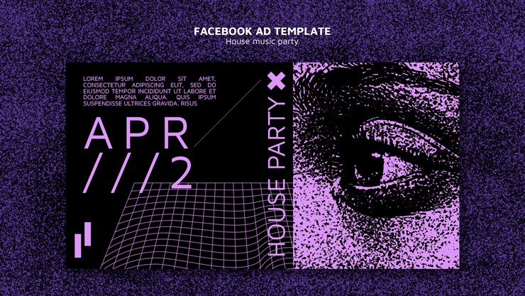 PSD gratuito plantilla de facebook para fiestas de música house