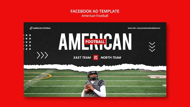 Plantilla de facebook de fútbol americano de diseño plano