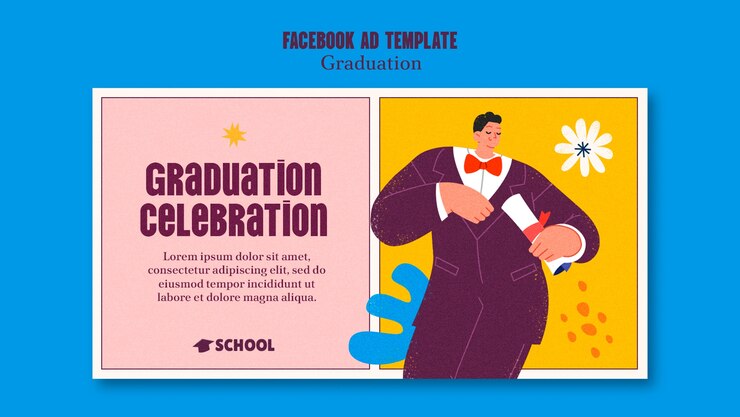 PSD gratuito plantilla de facebook de graduación de diseño plano