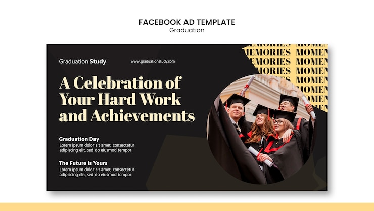 PSD gratuito plantilla de facebook de graduación de diseño plano