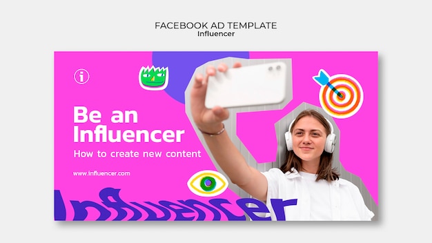 Plantilla de facebook de influencer dibujada a mano