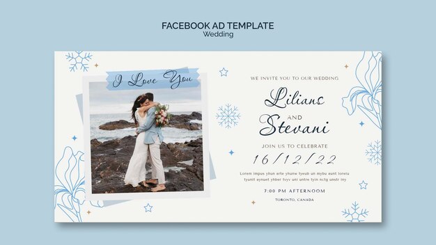 Plantilla de facebook de invitación de boda de invierno