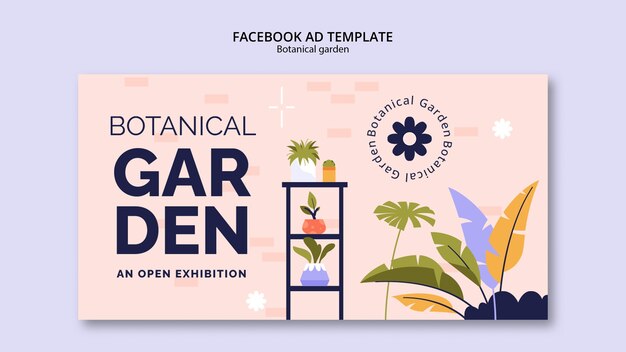 Plantilla de facebook de jardín botánico de diseño plano