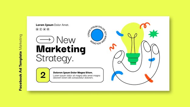 Plantilla de facebook de marketing dibujada a mano