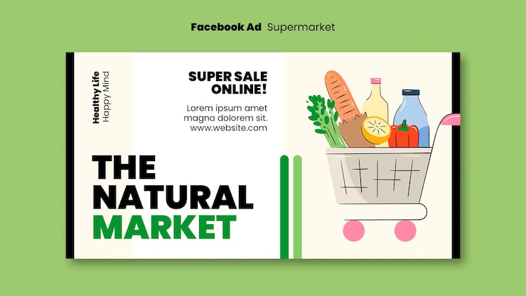 PSD gratuito plantilla de facebook de mercado natural de diseño plano