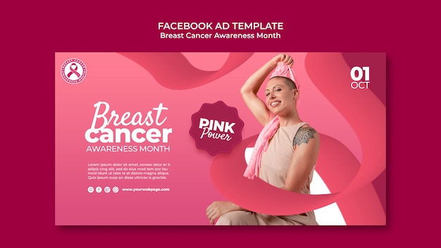 Plantilla de facebook del mes de concientización sobre el cáncer de mama