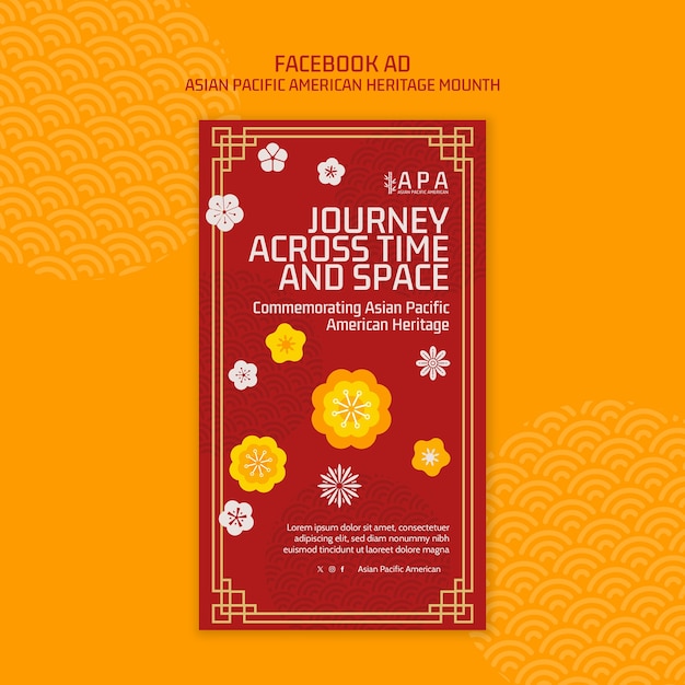 plantilla de Facebook para el mes de la herencia asiática-pacifico-estadounidense