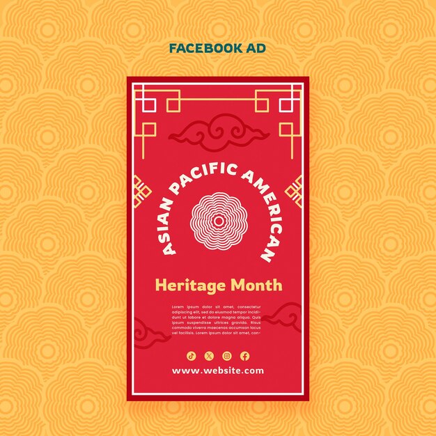 plantilla de Facebook para el mes de la herencia asiática-pacifico-estadounidense