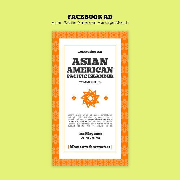plantilla de Facebook para el mes de la herencia asiática-pacifico-estadounidense