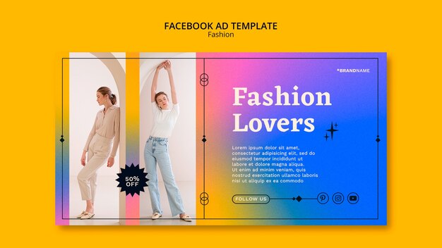 Plantilla de facebook de moda degradada