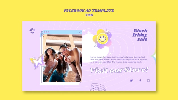 PSD gratuito plantilla de facebook de moda y2k