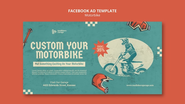 PSD gratuito plantilla de facebook de moto vintage