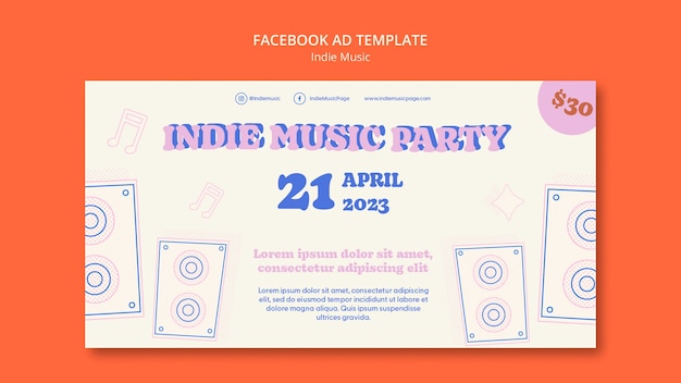 PSD gratuito plantilla de facebook de música indie