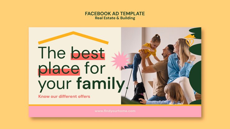 PSD gratuito plantilla de facebook de negocio inmobiliario de diseño plano